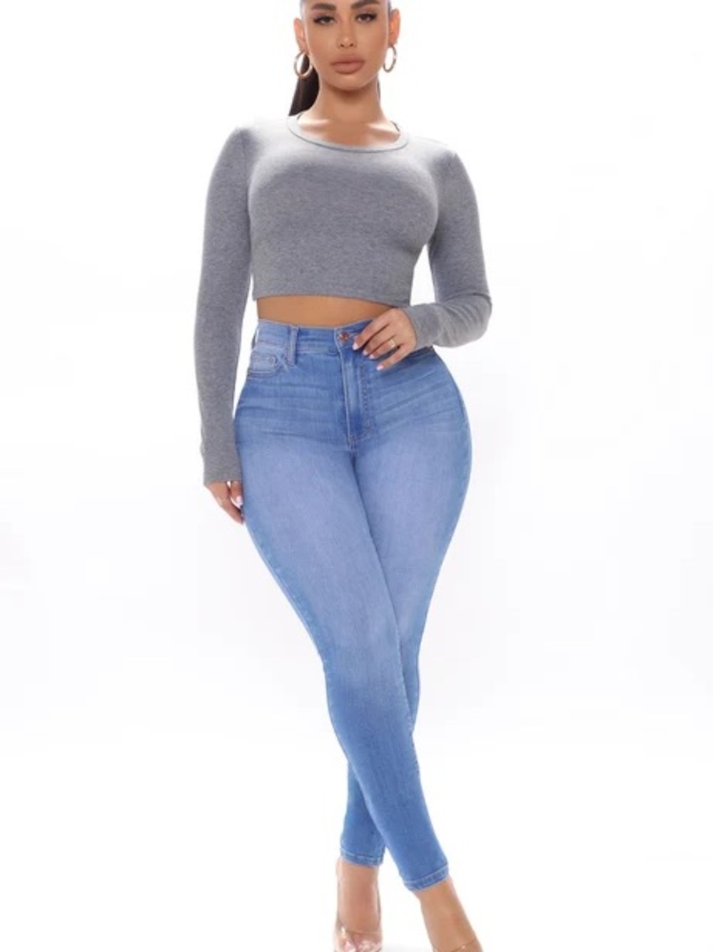 Fashion Nova High-Rise Light Blue Skinny Jeans